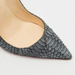 Pre Owned Christian Louboutin Blue Python Leather So Kate Pointed Toe Pumps Size 36.5 