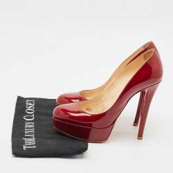 Pre Owned Christian Louboutin Burgundy Patent Leather Bianca Platform Pumps Size 37
