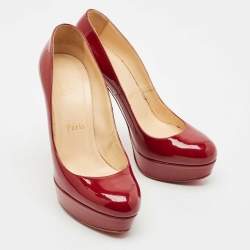 Pre Owned Christian Louboutin Burgundy Patent Leather Bianca Platform Pumps Size 37