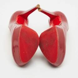 Pre Owned Christian Louboutin Burgundy Patent Leather Bianca Platform Pumps Size 37