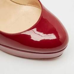 Pre Owned Christian Louboutin Burgundy Patent Leather Bianca Platform Pumps Size 37