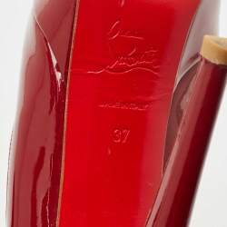 Pre Owned Christian Louboutin Burgundy Patent Leather Bianca Platform Pumps Size 37