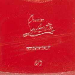 Pre Owned Christian Louboutin Brown Leather CL Flat Slides Size 40