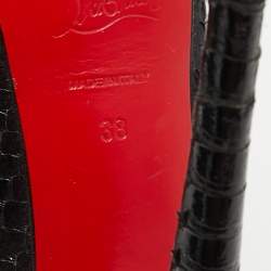Pre Owned Christian Louboutin Black Python Lady Peep-Toe Platform Pumps Size 38