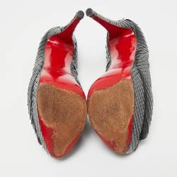 Pre Owned Christian Louboutin Black Python Lady Peep-Toe Platform Pumps Size 38