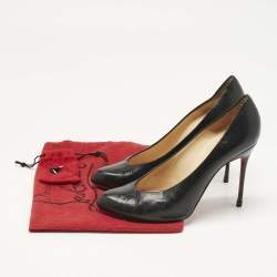 Pre Owned Christian Louboutin Black Leather Pumps Size 38.5