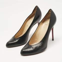 Pre Owned Christian Louboutin Black Leather Pumps Size 38.5