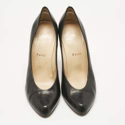 Pre Owned Christian Louboutin Black Leather Pumps Size 38.5