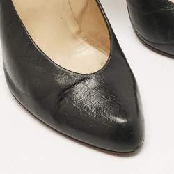 Pre Owned Christian Louboutin Black Leather Pumps Size 38.5