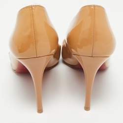 Pre Owned Christian Louboutin Beige Patent Leather Pigalle Pumps Size 39.5