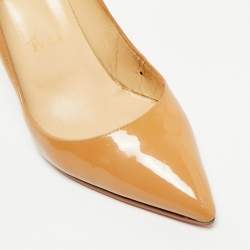Pre Owned Christian Louboutin Beige Patent Leather Pigalle Pumps Size 39.5