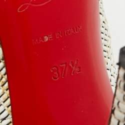 Pre Owned Christian Louboutin White/Black Raffia Fifi Pumps Size 37.5