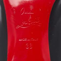 Pre Owned Christian Louboutin Black Patent Leather and PVC Space Odd Booties Size 38