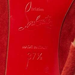 Pre Owned Christian Louboutin Red Suede Simple Pumps Size 37.5