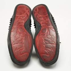 Pre Owned Christian Louboutin Black Suede Lou Spikes Sneakers Size 39.5