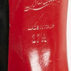 Pre Owned Christian Louboutin Black Patent Leather Lady Peep Toe Platform Pumps Size 37.5