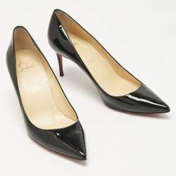 Pre Owned Christian Louboutin Black Patent Leather Kate Pumps Size 39