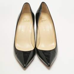 Pre Owned Christian Louboutin Black Patent Leather Kate Pumps Size 39