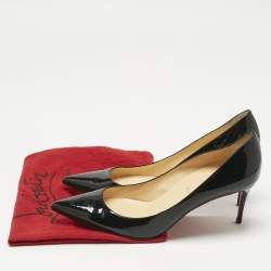 Pre Owned Christian Louboutin Black Patent Leather Kate Pumps Size 39