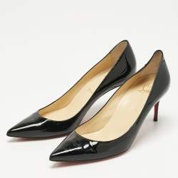 Pre Owned Christian Louboutin Black Patent Leather Kate Pumps Size 39