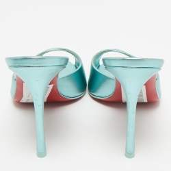 مملوكة مسبقًا خُف كريستيان لوبوتان مي دولي جلد أزرق معدني مقاس 38