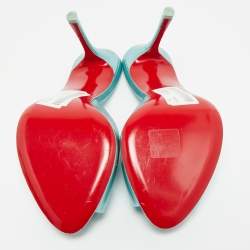 مملوكة مسبقًا خُف كريستيان لوبوتان مي دولي جلد أزرق معدني مقاس 38