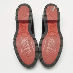 Pre Owned Christian Louboutin Black Patent Leather Lock Woody Slip On Loafers Size 37