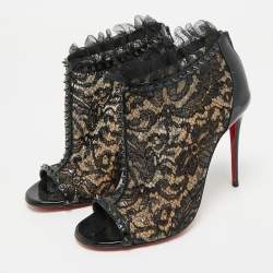 Pre Owned حذاء بوت كاحل كريستيان لوبوتان جولييترا دانتيل وشب متعدد الألوان مقاس 37