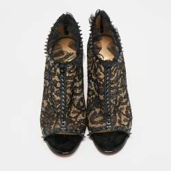 Pre Owned حذاء بوت كاحل كريستيان لوبوتان جولييترا دانتيل وشب متعدد الألوان مقاس 37