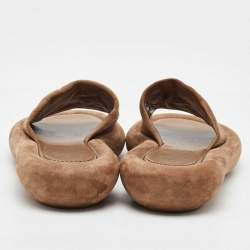 Pre Owned Christian Louboutin Brown Suede Holy Summer Crumble Slide Sandals Size 39.5