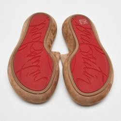 Pre Owned Christian Louboutin Brown Suede Holy Summer Crumble Slide Sandals Size 39.5