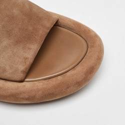 Pre Owned Christian Louboutin Brown Suede Holy Summer Crumble Slide Sandals Size 39.5