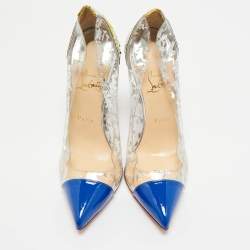 Pre Owned Christian Louboutin Multicolor PVC and Snakeskin Embossed Leather Debout Pumps Size 40