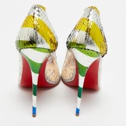 Pre Owned Christian Louboutin Multicolor PVC and Snakeskin Embossed Leather Debout Pumps Size 40