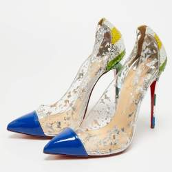 Pre Owned Christian Louboutin Multicolor PVC and Snakeskin Embossed Leather Debout Pumps Size 40