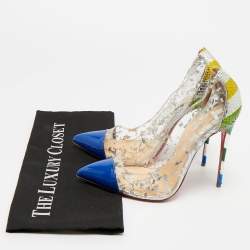 Pre Owned Christian Louboutin Multicolor PVC and Snakeskin Embossed Leather Debout Pumps Size 40