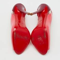 Pre Owned Christian Louboutin Multicolor Patent Leather and PVC Peep Toe Pumps Size 35