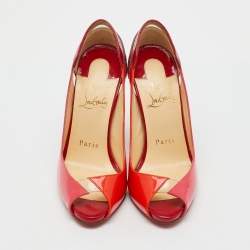 Pre Owned Christian Louboutin Multicolor Patent Leather and PVC Peep Toe Pumps Size 35
