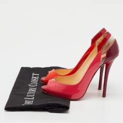 Pre Owned Christian Louboutin Multicolor Patent Leather and PVC Peep Toe Pumps Size 35