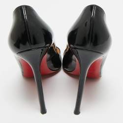 Pre Owned Christian Louboutin Black Patent Leather  So Kate Pumps Size 38.5