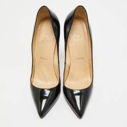 Pre Owned Christian Louboutin Black Patent Leather  So Kate Pumps Size 38.5