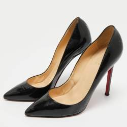 Pre Owned Christian Louboutin Black Patent Leather  So Kate Pumps Size 38.5