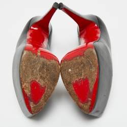 Pre Owned Christian Louboutin Black Leather Daffodile Platform Pumps Size 39.5