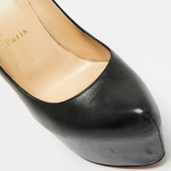 Pre Owned Christian Louboutin Black Leather Daffodile Platform Pumps Size 39.5