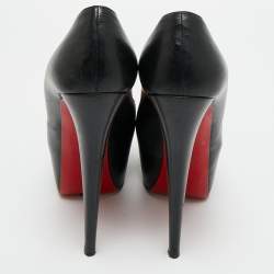 Pre Owned Christian Louboutin Black Leather Daffodile Platform Pumps Size 39.5