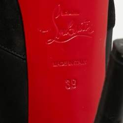 Pre Owned Christian Louboutin Black Leather and Suede Maggie Platform Pumps Size 39