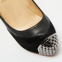 Pre Owned Christian Louboutin Black Leather and Suede Maggie Platform Pumps Size 39