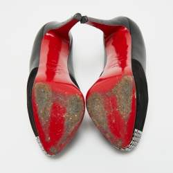 Pre Owned Christian Louboutin Black Leather and Suede Maggie Platform Pumps Size 39