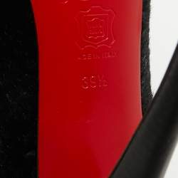 Pre Owned Christian Louboutin Black Calf Hair Palais Royal Platform Pumps Size 39.5