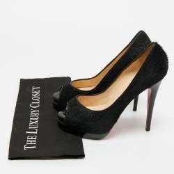 Pre Owned Christian Louboutin Black Calf Hair Palais Royal Platform Pumps Size 39.5